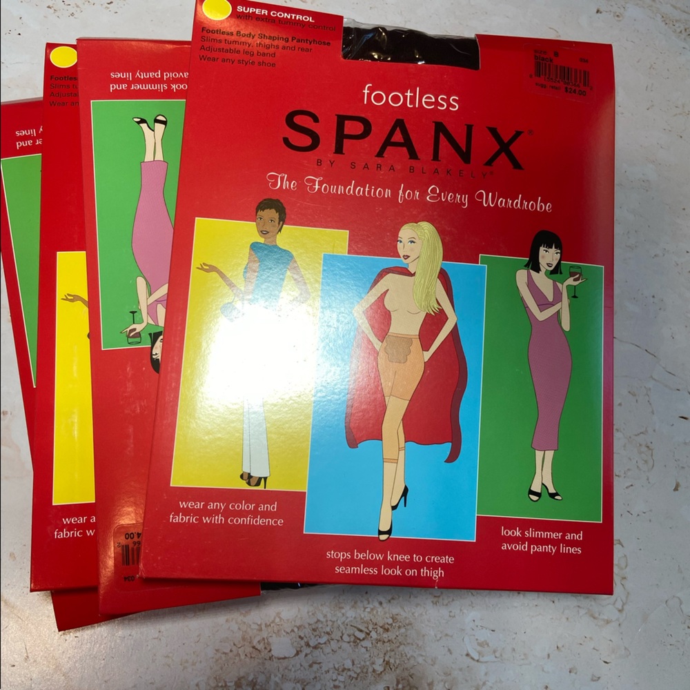 SPANX - Footless - Super Control - Black - Size B (Pack of 4)